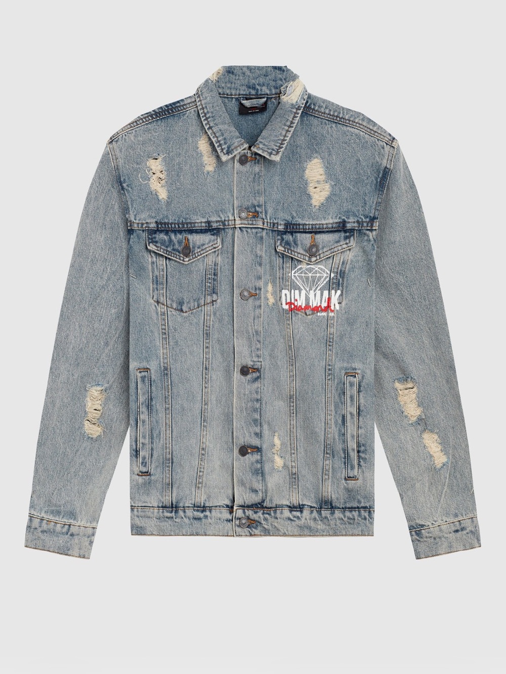 Diamond Supply Co. Distressed Light Blue Denim Jacket. Size Small